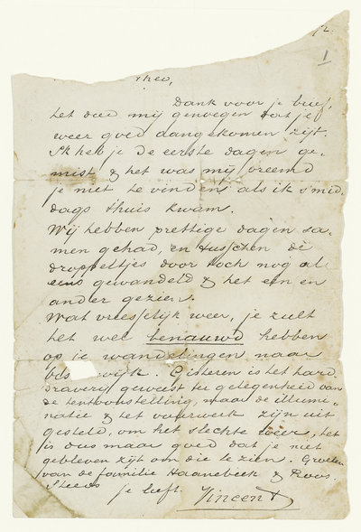 Eerste brief van Vincent aan Theo, 1872